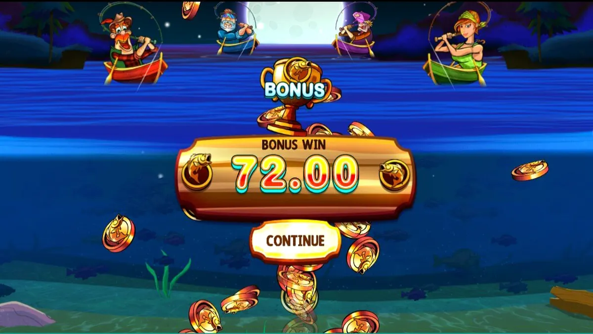 Tangkapan layar dari slot All About the Bass 2: Froggy Style menampilkan pemancing, katak, dan buaya di rawa-rawa yang semarak.